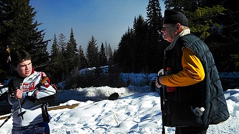 &lt;p&gt;Hunter Price of Hayden and Tom Aylward of Spirit Lake wind down after completing a three hour snowshoeing outing off the Fourth of July Pass on Saturday.&lt;/p&gt;