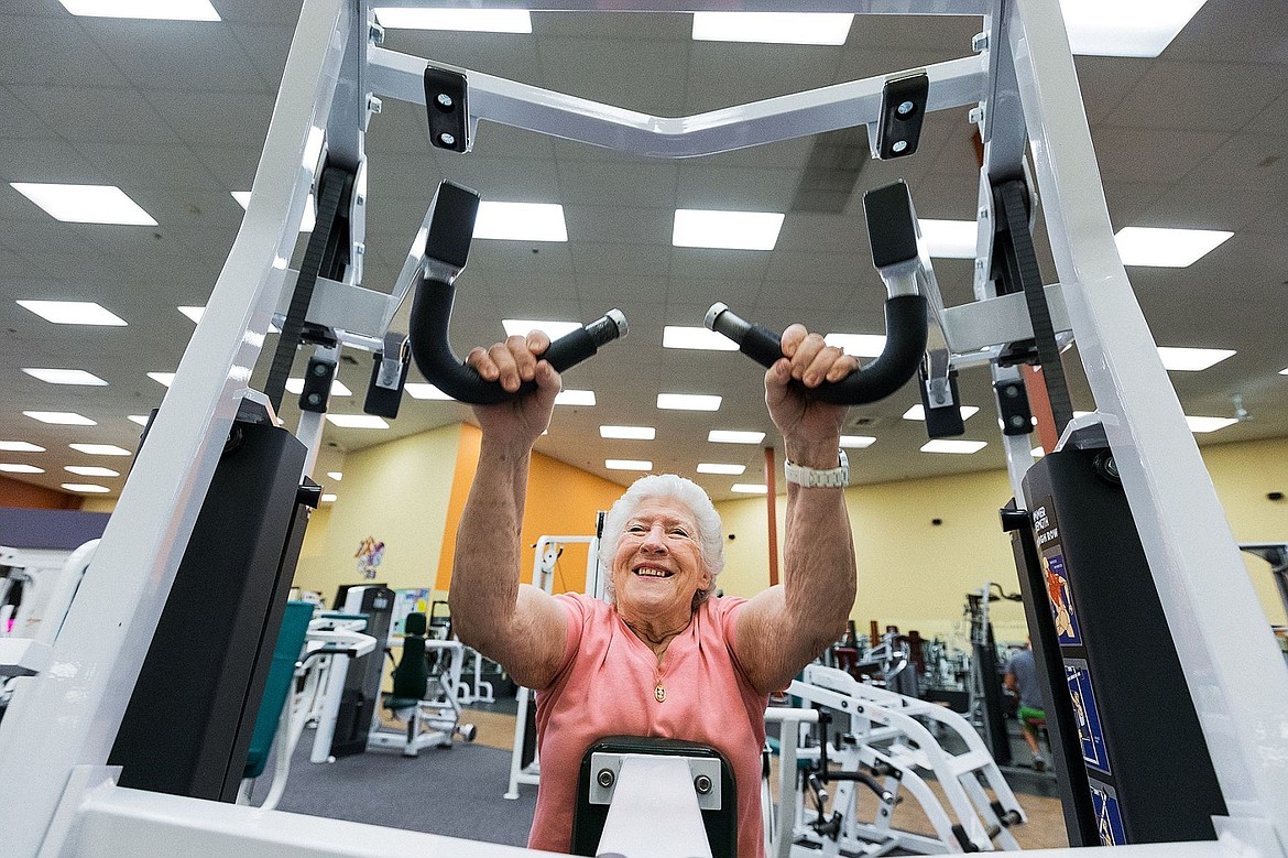 &lt;p&gt;Joyce Dillman is all smiles while working out on a weight machine on her 90th birthday.&lt;/p&gt;