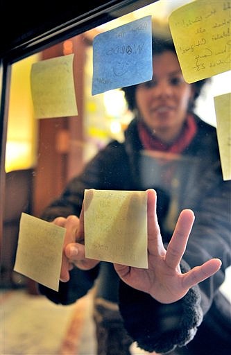 &lt;p&gt;Sticky notes advocating equal rights for gay and transgender
people in Idaho are placed on a glass door by Leta Neustaedter of
Boise, Idaho, outside the state Capitol House Chambers on Saturday,
January 28, 2012 in Boise, Idaho. (AP Photo/Idaho Press-Tribune,
Adam Eschbach)&lt;/p&gt;