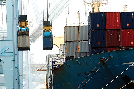 &lt;p&gt;Containers are unloaded from cargo ships at APM Terninals in the Port of Los Angeles on Dec. 5, 2012.&lt;/p&gt;