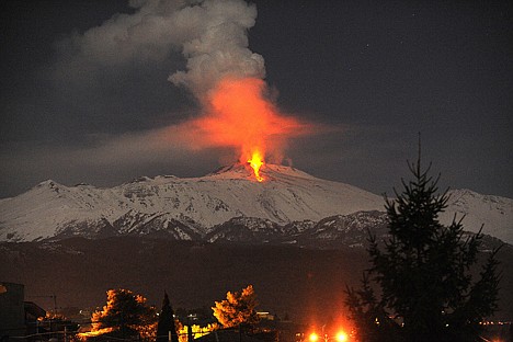 &lt;p&gt;Lava flows during an eruption of Mt. Etna volcano, near Catania, Sicily, in the early hours of Thursday. It was the second eruption of the volatile volcano in 2012.&lt;/p&gt;