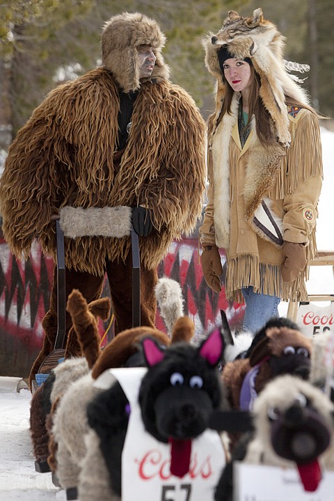 &lt;p&gt;Brother and sister Calvin and Margo Cady wait to race their
dogsled-style ride in the 34th Annual Barstool Ski Races at Cabin
Fever Days in Martin City.&lt;/p&gt;