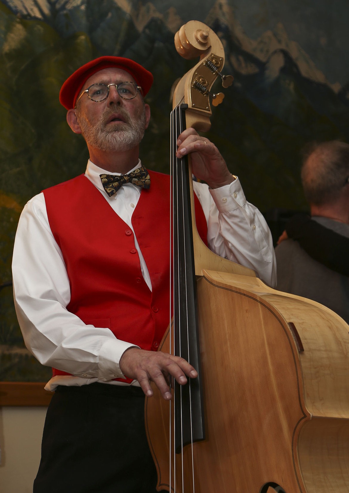 &lt;p&gt;Mike Thompson of the band KC and the Valley Cats plays the bass during the Valentine's Day party Saturday night.&lt;/p&gt;