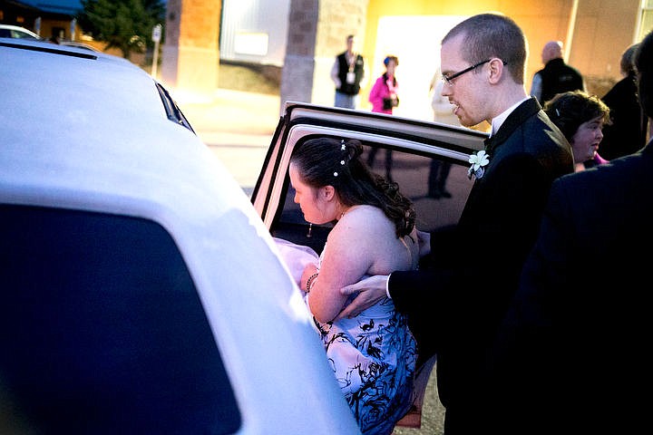 &lt;p&gt;Trevor Kirsebom carefully guides his girlfriend and prom date Nikki Cotter into a limo that will take them to the Night to Shine prom on Friday, Feb. 12, 2016 at Real Life Ministries in Post Falls. Sponsored by the Tim Tebow Foundation, Night to Shine prom is an annual dance for people with physical and mental disabilities, and is held in hundreds of locations throughout the county.&lt;/p&gt;