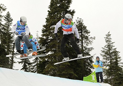 &lt;p&gt;Mike Robertson of Canada, right, leads Nate Holland of the USA, left, during the snowboard cross final Monday at the Vancouver 2010 Olympics in Vancouver, British Columbia.&lt;/p&gt;
