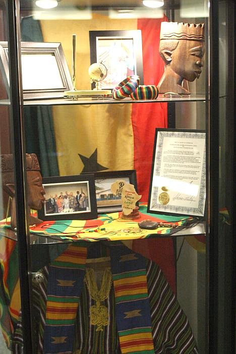 Othello is in a sister city partnership with Wulensi, a town located in Ghana, Africa. Through the program they've exchanged gifts which are on display at Othello City Hall. Othello is working to ship farm equipment to Wulensi. Photo by Candice Boutilier/Columbia Basin Herald