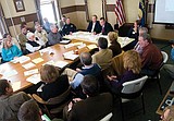 Tester talks jobs bill with leaders