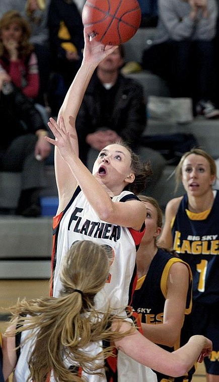 Flathead&#146;s Meghan O&#146;Connell goes up for a basket against Missoula Big Sky during the first half of Friday night&#146;s game at Flathead High School. Craig Moore/Daily Inter Lake