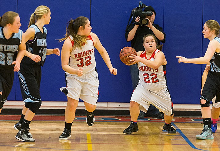 &lt;p&gt;Talia Hendrickx, of Lakeside High, turns up the court after coming down with a first half rebound against Dietrich.&lt;/p&gt;