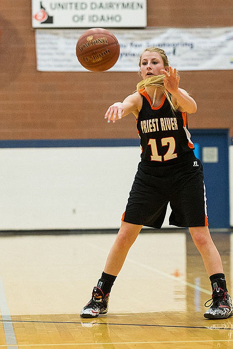 &lt;p&gt;Angel Clark passes the ball to a Priest River teammate.&lt;/p&gt;