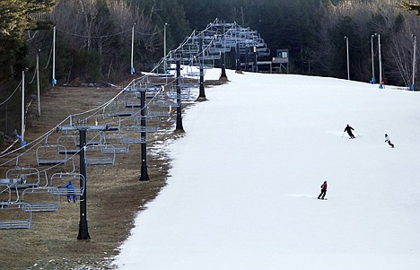 &lt;p&gt;In this Jan. 5, 2012 file photo, man-made snow coats a ski run next to barren ground under a chairlift at Shawnee Peak ski area in Bridgton, Maine.&lt;/p&gt;