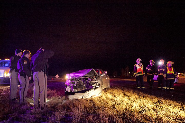 &lt;p&gt;Emergency crews respond to a crash on U.S. 93 near the Majestic
Valley Arena Friday night.&lt;/p&gt;