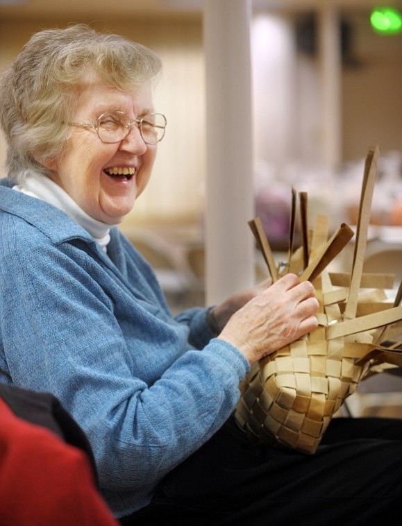 Donna Carlson of Columbia Falls laughs with members of the Alpine Weavers and Spinners Guild at their meeting on Wednesday in Kalispell. The Spinners Study Group meets the first Wednesday of each month at 10:30 at Bethlehem Lutheran Church. The Weavers Study Group meets the second Wednesday of each month at 10:30 at the home of the hostess. The combined Guild Meetings happen on the third Wednesday of each month at 10:30 at Bethlehem Lutheran Church.