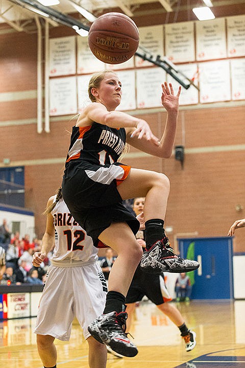 &lt;p&gt;Priest River guard Angel Clark looses the ball after being fouled while going up for a shot in the second quarter.&lt;/p&gt;