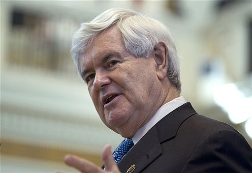 &lt;p&gt;Republican presidential candidate, former House Speaker Newt
Gingrich speaks on the floor of the Oklahoma State Legislature in
Oklahoma City, Okla., Tuesday, Feb. 21, 2012. (AP Photo/Evan
Vucci)&lt;/p&gt;