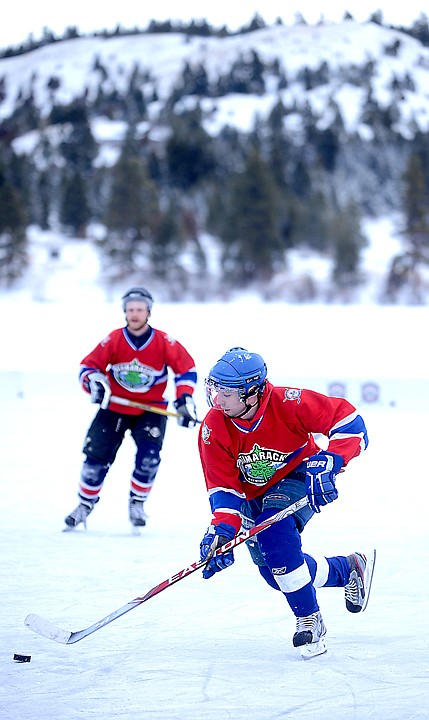 &lt;p&gt;Members of one of the teams from Tamarack Brewing take to the ice on Friday, February 21, at the Montana Pond Hockey Classic at Foy's Lake. Tamarack had three teams in the tournament. (Brenda Ahearn/Daily Inter Lake)&lt;/p&gt;