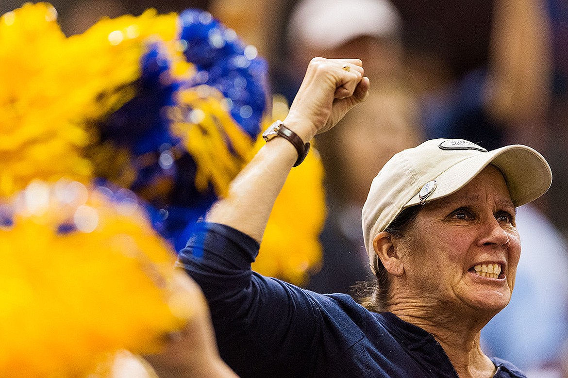 &lt;p&gt;SHAWN GUST/Press Becky Ward celebrates after a Timberlake score in the third quarter.&lt;/p&gt;