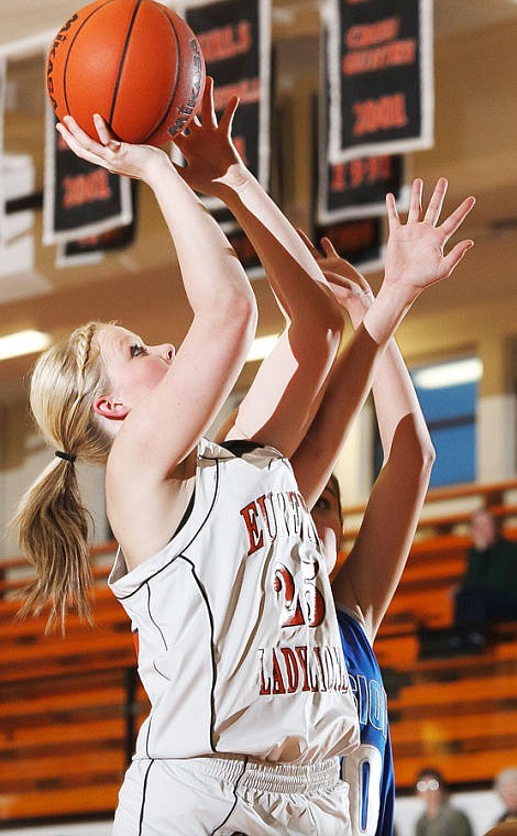 &lt;p&gt;Eureka's Carli Allen (25) puts up a shot during the Lady Lions win over St. Ignatius on Wednesday night during the first round of the Western B Divisional Tournament at Flathead High School. Wednesday, Feb. 20, 2013 in Kalispell, Montana. (Patrick Cote/Daily Inter Lake)&lt;/p&gt;