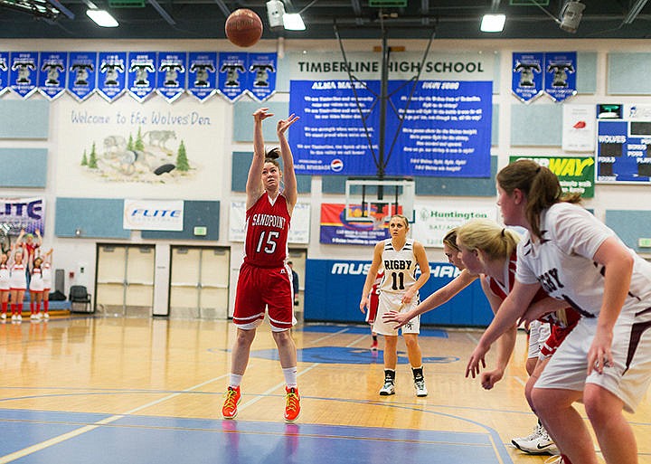 &lt;p&gt;Sandpoint&#146;s Brelynn Converse puts up a free throw in the first half against Rigby High School.&lt;/p&gt;