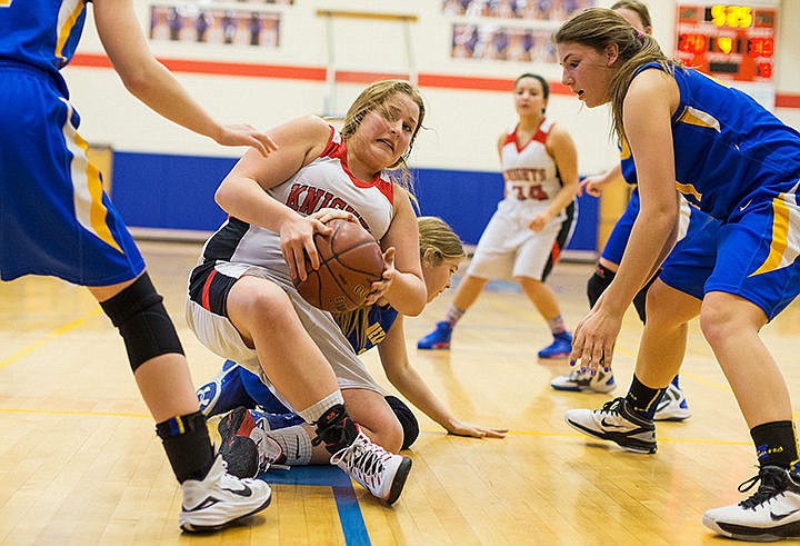 &lt;p&gt;Lakeside&#146;s Lillian Rhea fall to the floor after securing a rebound in the fourth quarter.&lt;/p&gt;