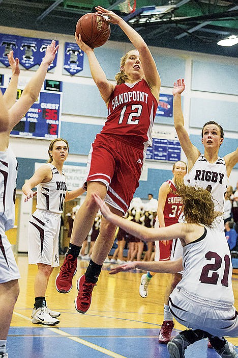 &lt;p&gt;Sandpoint High&#146;s Madi Schoening goes up for a third quarter score against Rigby.&lt;/p&gt;