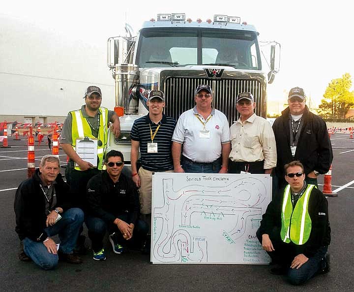 Gary Piercy of Royal City, standing second from right, joins the placers for a photo at the Serious Trucks Challenge in Las Vegas, Nev. week before last.