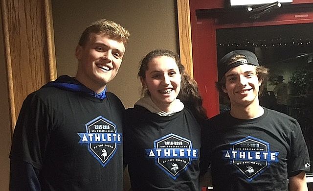 &lt;p&gt;Courtesy photo&lt;/p&gt;&lt;p&gt;The Coeur d'Alene Viking Booster Club recently honored its January Kimmel Athletic Athletes of the Month&quot; at the Broken Tee Grill at the Coeur d'Alene Golf Club. From left are Joey Naccarato (boys basketball), Kelly Horning (girls basketball) and Mario Peregrina (wrestling).&lt;/p&gt;