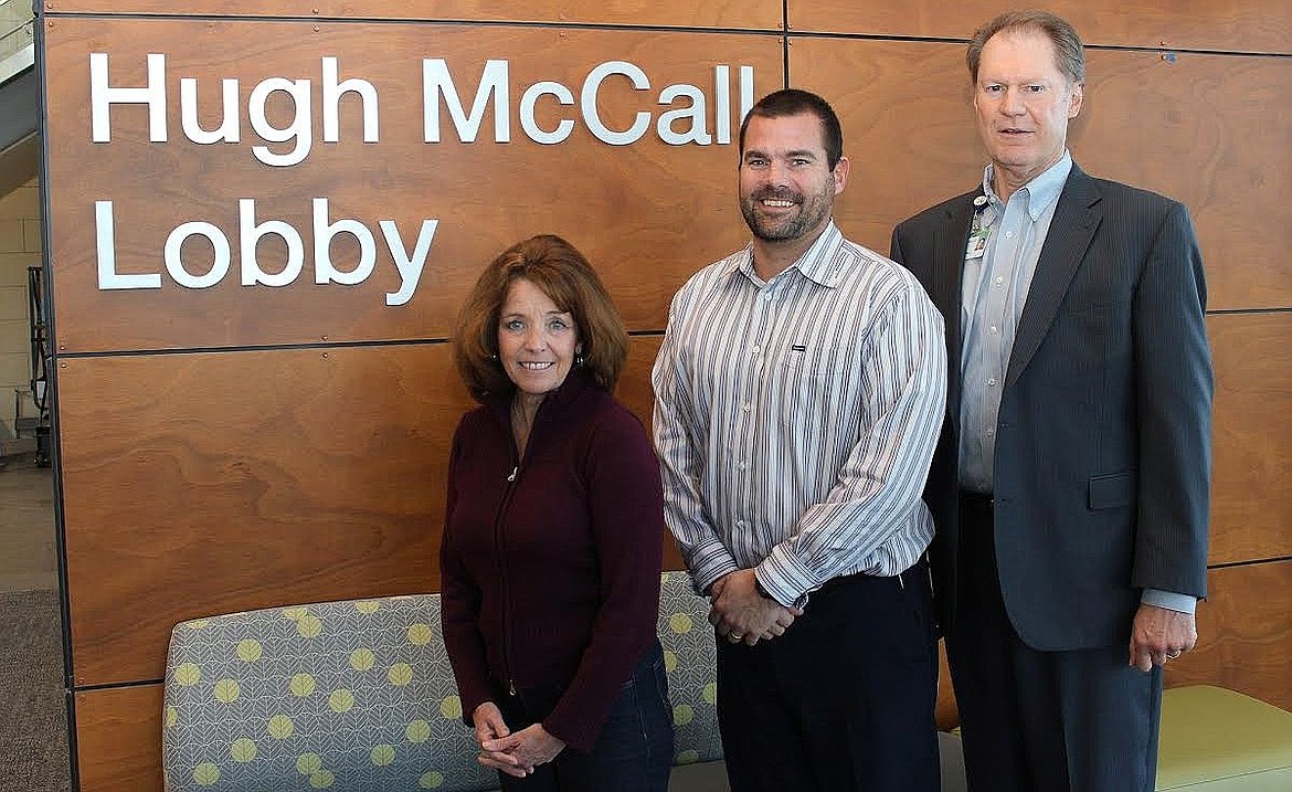 &lt;p&gt;The new main lobby at Kootenai Health is dedicated to Hugh McCall for his legacy gift of $4.4 million to benefit the hospital expansion. From left: Liese Razzeto, Kootenai Health Board of Trustees chair; Mike Chapman, Kootenai Health Foundation Board of Directors chair; and Jon Ness, Kootenai Health CEO.&lt;/p&gt;