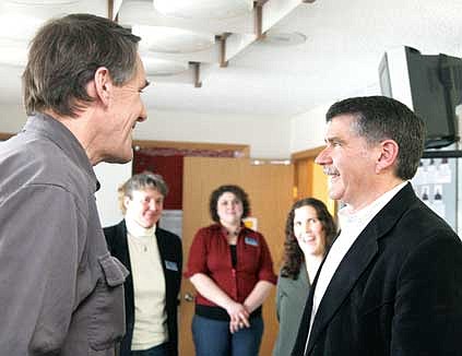 Brad Fuqua/The Western News Dr. Brad Black, left, chats with Montana Congressman Denny Rehberg.