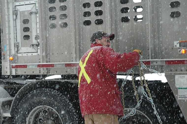 &lt;p&gt;Truckers were lined up at the base of the North hill chaining up during Tuesday&#146;s snow storm.&lt;/p&gt;