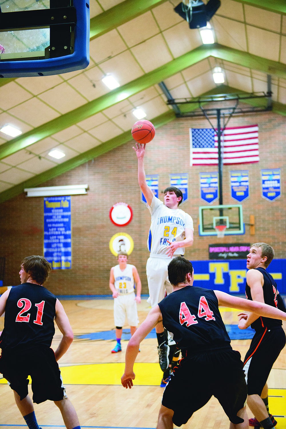 &lt;p&gt;Dalton Hooten takes a jump shot during Thursday night's game in Thompson Falls.&lt;/p&gt;