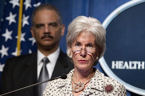 &lt;p&gt;Health and Human Services (HHS) Secretary, Kathleen Sebelius, accompanied by Attorney General Eric Holder, speaks during a news conference to announce the new Health Care Fraud and Abuse Control Program Report at HHS in Washington.&lt;/p&gt;