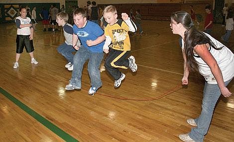 Photo by Nick Ianniello St. Regis students practice their team jump roping skills at Wednesday&#146;s Jump Rope for Heart fundraiser. The students raised over $1,300 for the American Heart Association.