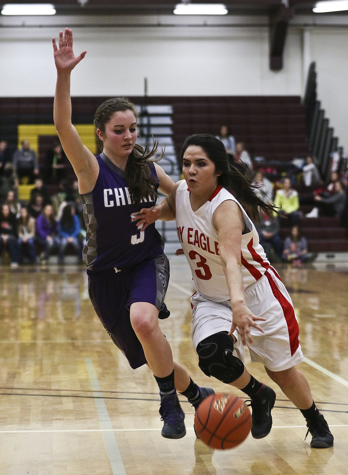 &lt;p&gt;TER&#146;s Misty Mendoza drives by Charlo's Cheyenne Nagy during their opening round game at the district tournament Thursday.&lt;/p&gt;