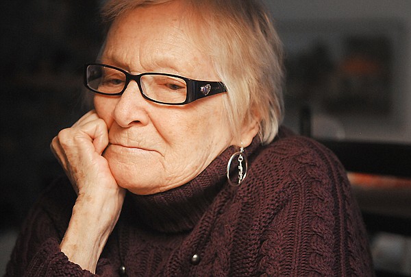 Joan Binnie, widow of Alf Binnie, a pilot who was shot down and held prisoner from 1941 to 1945, at her home in Whitefish.