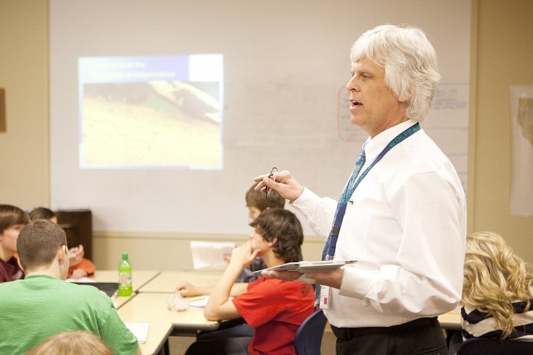 &lt;p&gt;Student teacher Pat Reilly gives a lecture about the Constitution in Mark Harkins' Western civics class at Glacier High School earlier this month. Reilly's student-teaching gig ends in April as he nears completion of two bachelor's degrees from the University of Great Falls.&lt;/p&gt;