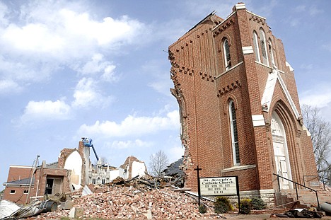 &lt;p&gt;St. Joseph's Catholic Church is left in ruins after a severe storm hit in the early morning hours on Wednesday, Feb. 29, 2012, in in Ridgway, Ill. Several deaths have been reported in Harrisburg and left the city's medical center scrambling to treat an influx of injured, the hospital's top administrator said. (AP Photo/The Southern Illinoisan, Paul Newton)&lt;/p&gt;