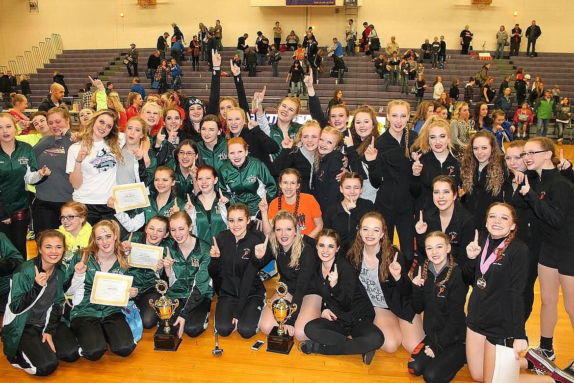 &lt;p&gt;Dance team members from Lakeland and Post Falls High Schools celebrate their district championship wins Saturday at Lewiston High School.&lt;/p&gt;