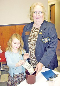 &lt;p&gt;Kira Stehlik, 7, inspired by Kiwanis Lt. Gov. Pam Peppenger&#146;s plea to donate to Kiwanis&#146; effort to fight Neonatal Maternal Tetanus, gave $1 to the cause during Friday evening&#146;s Kootenai Kiwanis Banquet at the Elks Lodge. About 70 people attended the annual fundraiser.&lt;/p&gt;