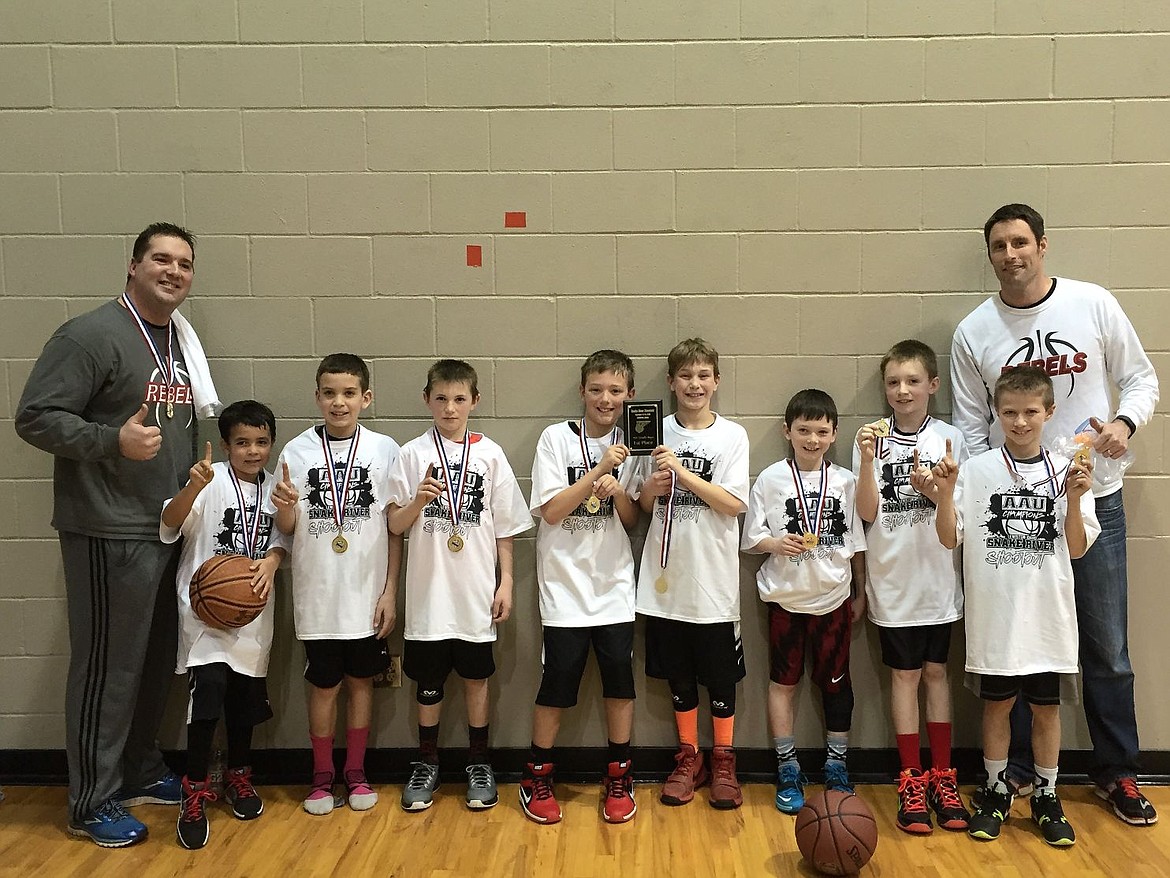 &lt;p&gt;Courtesy photo&lt;/p&gt;&lt;p&gt;The River City Running Rebels AAU boys basketball team won the fourth-grade championship at the Snake River shootout, winning the championship game 38-19. From left is coach Tyler Smith, Tyler Engleson, Alex Sheilds, Austen Rutherford, Aaron Ivankovich, Troy Ostlund, Steven Anderson, JP Smith, Peyton Hollenbeck and coach Shaun Leary.&lt;/p&gt;
