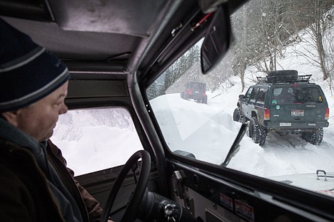 &lt;p&gt;Mark Tihonovich drives with a convoy of Jeeps on a trail near Mullan, Idaho Saturday. Two of the vehicles carried United States veterans for an event put on by the North Idaho Trailblazers that aimed to show vets a good time and break up the slow pace of the winter months.&lt;/p&gt;