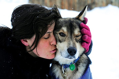 &lt;p&gt;In this March 8, 2012, file photo, Karin Hendrickson embraces her team leader, Hatchet, in Takotna, Alaska, during the Iditarod Trail Sled Dog Race. The world's most famous sled dog race kicks off today with an 11-mile-long trot through Anchorage. The real competition begins Sunday in Willow.&lt;/p&gt;