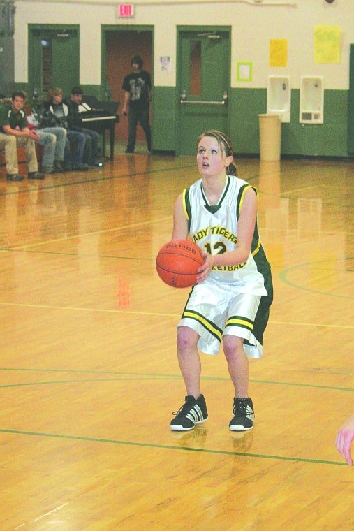 Junior Brogan Teeters goes to take her shot from the free throw line.