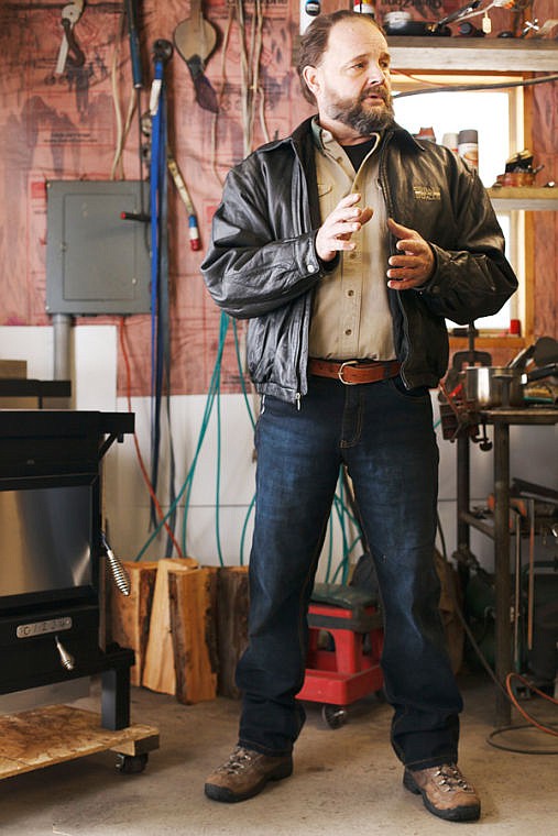 <p>Jim McCollam at his shop west of Kalispell. Wednesday, Feb. 27, 2013 in Kalispell, Montana. (Patrick Cote/Daily Inter Lake)</p>