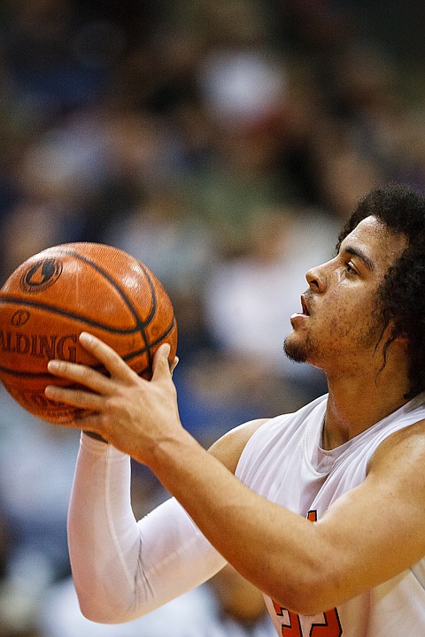 SHAWN GUST/Press

Post Falls' Marcus Colbert shoots a free throw in the second quarter.