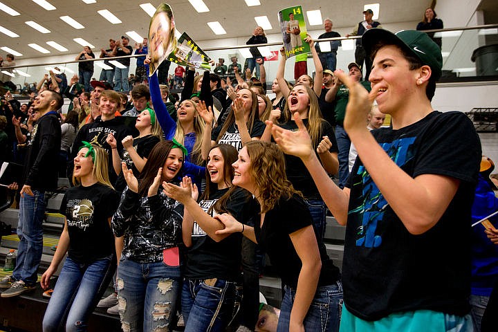 &lt;p&gt;Students in the St. Maries section cheer as their team defeats Soda Springs on Thursday, March 3, 2016 in the first 2A state game at Capital High School in Boise, Idaho. The Lumberjacks defeated the Cardinals 45-42.&lt;/p&gt;
