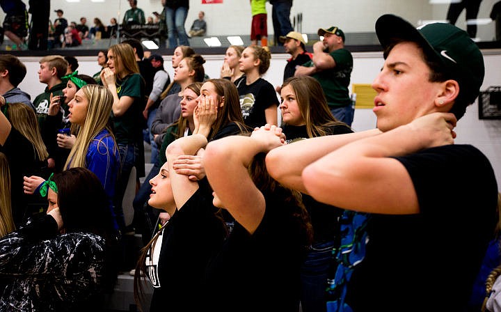 &lt;p&gt;Students from St. Maries anxiously watch as the final seconds in a game against Soda Springs tick down on Thursday, March 3, 2016 in the first 2A state game at Capital High School in Boise, Idaho. The Lumberjacks defeated the Cardinals 45-42.&lt;/p&gt;