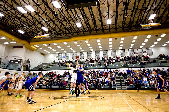 &lt;p&gt;St. Maries post Brady Martin (50) and Firth point guard Connor Burkhart tip-off to begin the 2A state semifinal game on Friday at Capital High School in Boise. St. Maries fell to Firth 58-26. PURCHASE PHOTO: www.cdapress.com/photos&lt;/p&gt;