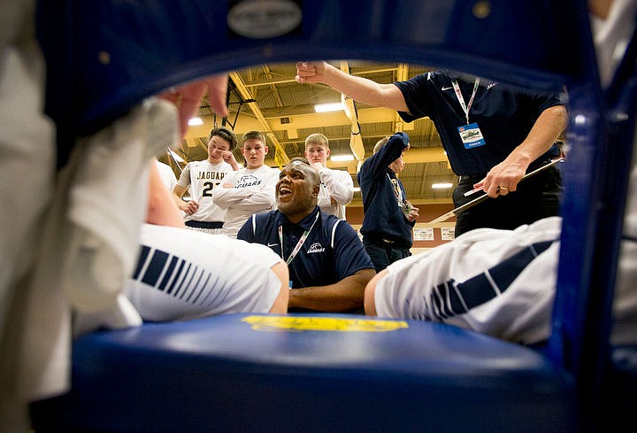 &lt;p&gt;Genesis Prep head coach Marsell Colbert consults his team during a timeout in the fourth quarter at the 1A Division II semifinal game on Friday, March 4, 2016 at Caldwell High School in Caldwell, Idaho. Genesis Prep fell to Council, 48-39, ending their chance at the state title. PURCHASE PHOTO: www.cdapress.com/photos&lt;/p&gt;