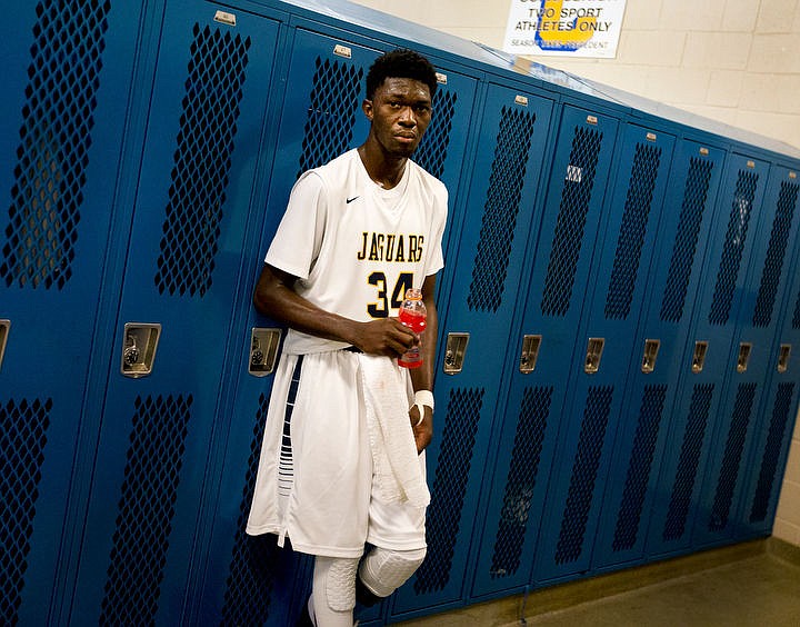 &lt;p&gt;Genesis Prep forward Jackson Ebune rests in the locker room during halftime of the 1A Division II semifinal game on Friday, March 4, 2016 at Caldwell High School in Caldwell, Idaho. Genesis Prep fell to Council, 48-39, ending their chance at the state title. PURCHASE PHOTO: www.cdapress.com/photos&lt;/p&gt;